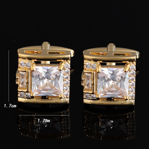 Tough square diamond men's cufflinks light luxury French shirt suit cuff buttons black gemstone cufflinks gift