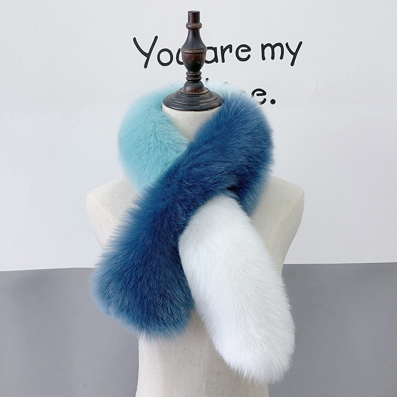 Apparel Accessories Winter new fur fox fur scarf style all match splicing warm ladies thick neck scarf shawl_voghion.com