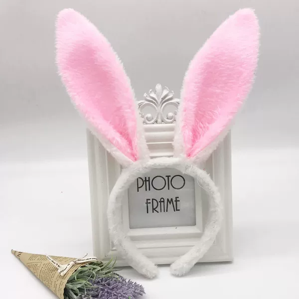 White and pink plush rabbit ear