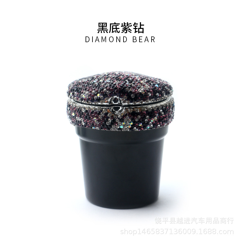 Coche de diamantes con luz LED luminosa multifuncional cenicero de coche interior del coche suministros del coche mujer