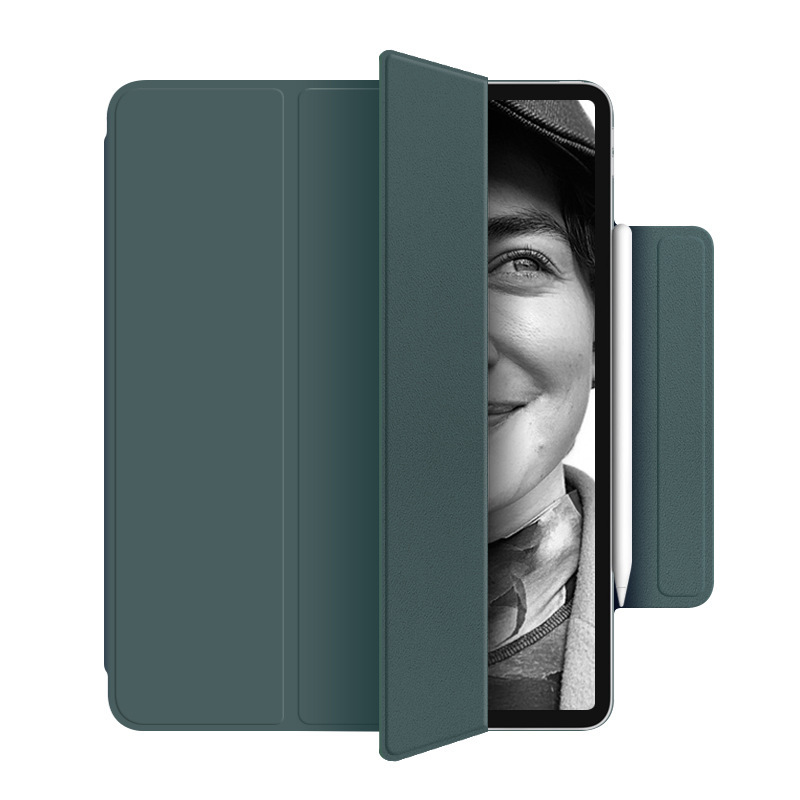 Adecuado para iPad pro11 pluma de succión magnética de doble cara carga 10,9 funda protectora Air4 tri-fold hebilla magnética Funda de cuero