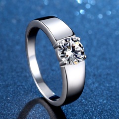 純銀s925プラチナ男性指輪一カラットシミュレーションダイヤモンドリング結婚ペアリングファッション男性指輪莫桑石指輪