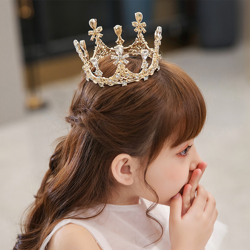Children's crown wholesale headwear girls new crown crystal hair hoop model catwalk hair accessories princess hairpin