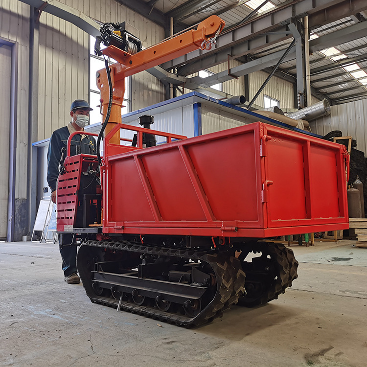 山地爬坡履带运输车 配小型吊机运输车 山地自走行使平稳车