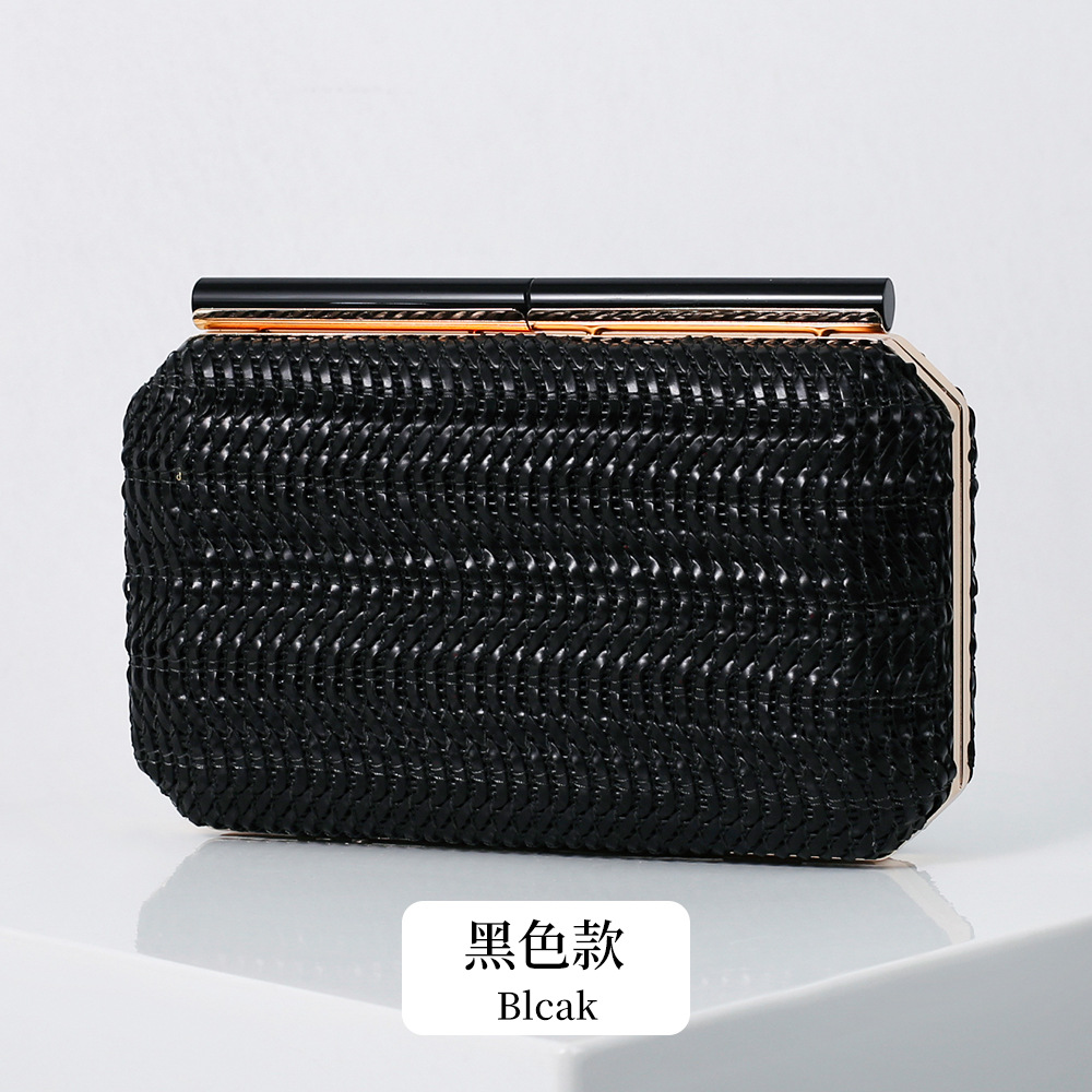 Nuevo transfronterizo tejido pu bolsa de banquete europeo y americano elegante hombro de las mujeres bolso de embrague vestido todo partido cena bolsa mujeres