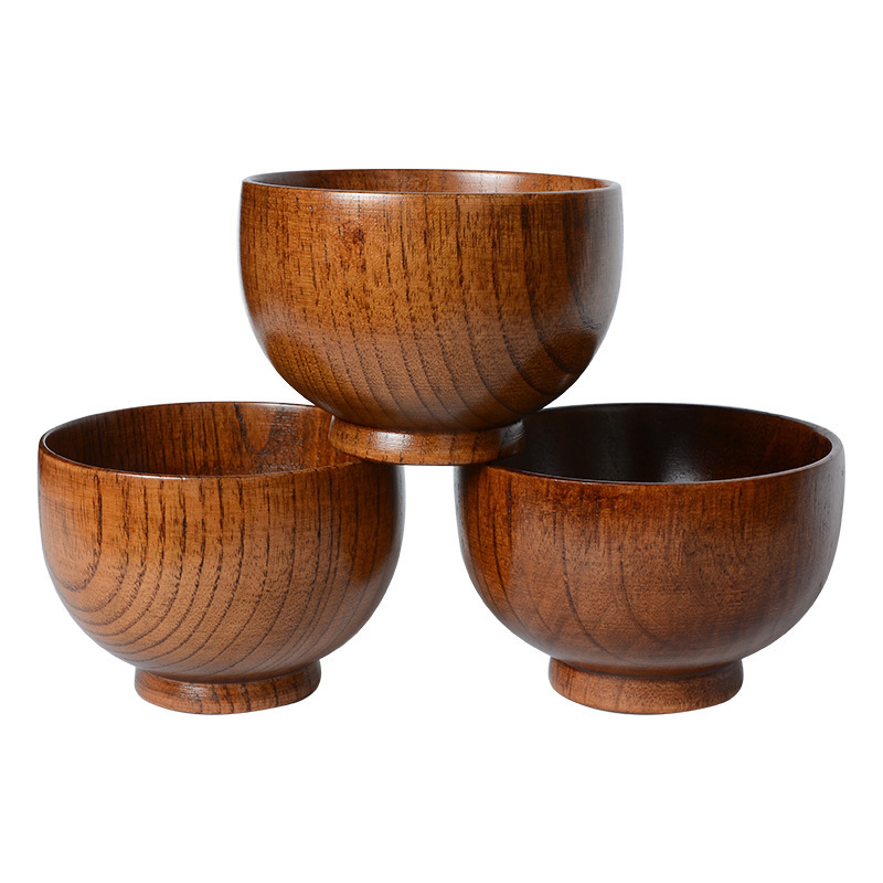Japanese-style wooden tableware rice bowl big soup noodle bowl sour jujube wood wooden bowl tableware suit four-piece set