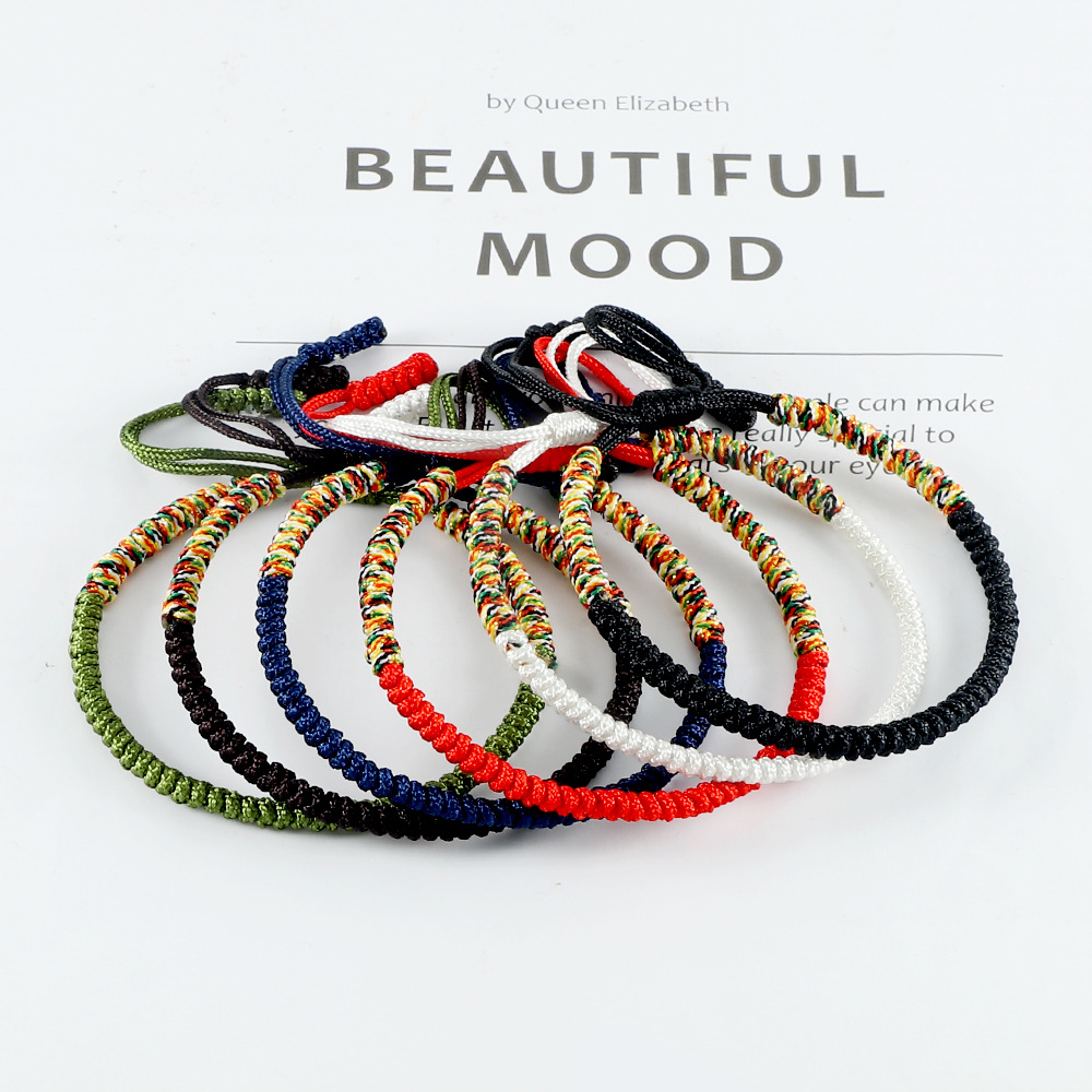 Hand-Woven Xizang Vajra Knot Red Rope Bracelet Colored Thread Couple Set Good Luck Stacked Hand Rope New Products in Stock