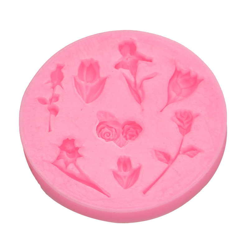 Mini Rosa tulipán multi-estilo flor fondant molde de silicona pastel de chocolate molde de arcilla DIY para hornear