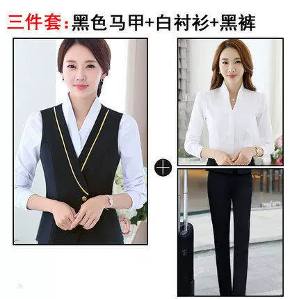Black vest, trousers, shirt