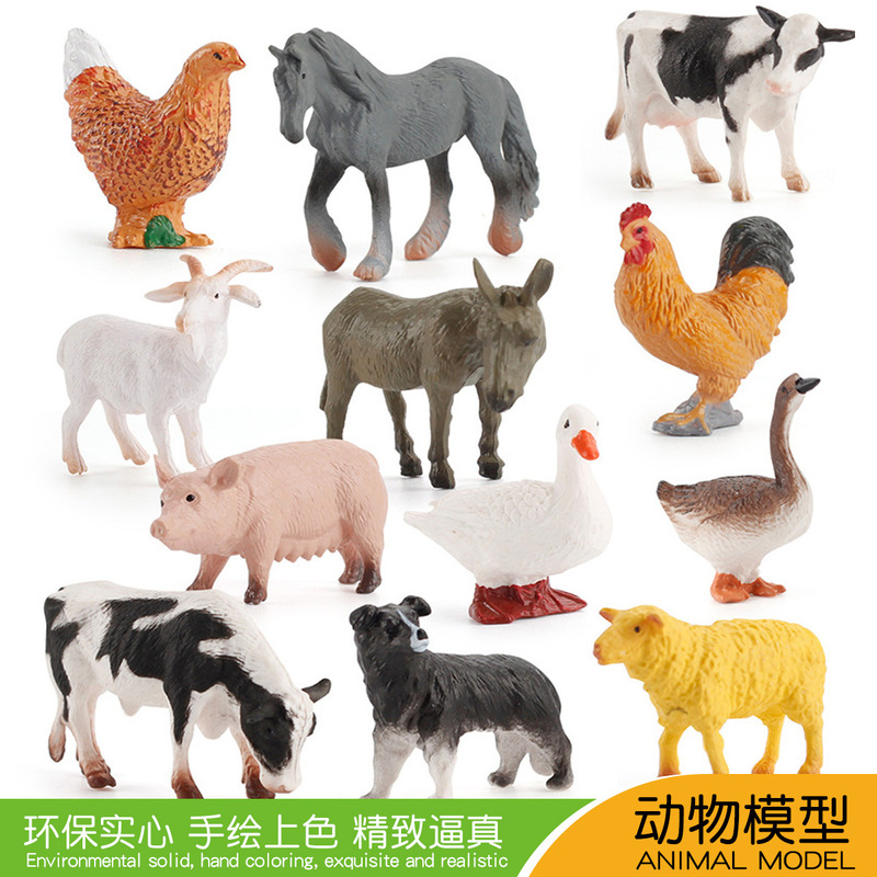 Simulation Mier Farm Poultry Animal Model Sand Table Ornaments Chick Duck Cow Micro Landscape Hand-Made Kidsren's Toys