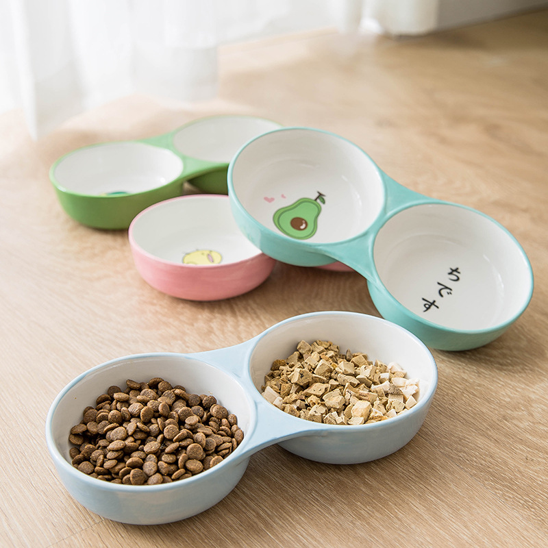 Gato tazón de perro tazón de cerámica doble tazón de comida gato tazón anti-knoc tazón de arroz tazón de perro bebe tazón de fuente de perro