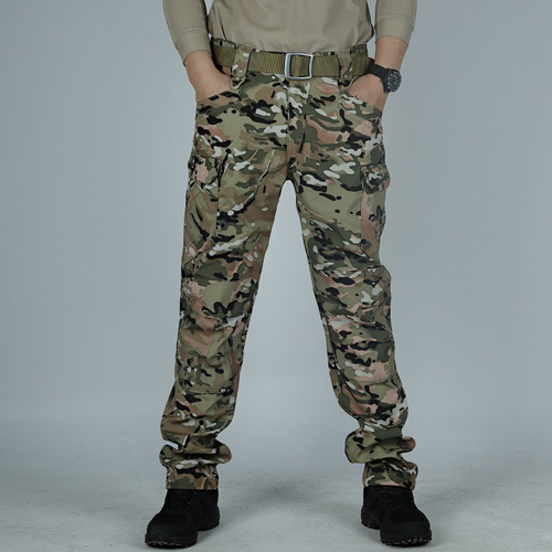 Tactical pants men's camouflage pants spring and autumn outdoor stretch overalls wear-resistant loose soft shell assault pants