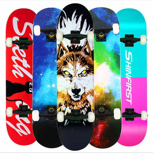Professional wholesale maple four-wheeled double kickboard for adults, children, beginners, boys and girls, youth road skateboards