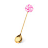 Cute donut, mixing stick, coffee fruit fork, dessert spoon