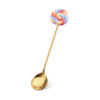 Cute donut, mixing stick, coffee fruit fork, dessert spoon