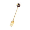 Cute donut, mixing stick, coffee fruit fork, dessert spoon