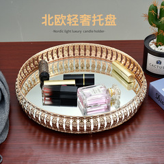 跨境熱銷金屬鐵藝托盤家居裝飾托盤化妝品整理收納婚慶擺件道具