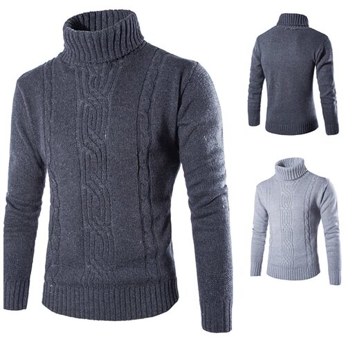 Men's Cowl Neck Sweater Fashion European and American Youth Warm Autumn and Winter Knitted Top