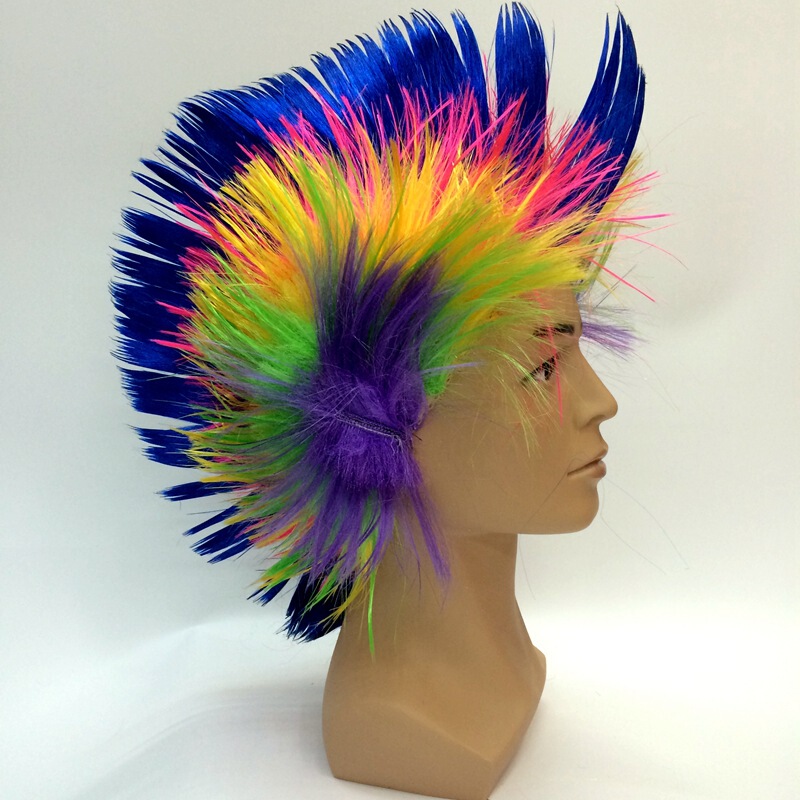 Suede chicken crown Foreign Trade fans wig export game fans exaggerated wig five-color Superman Yiwu P material hair cover