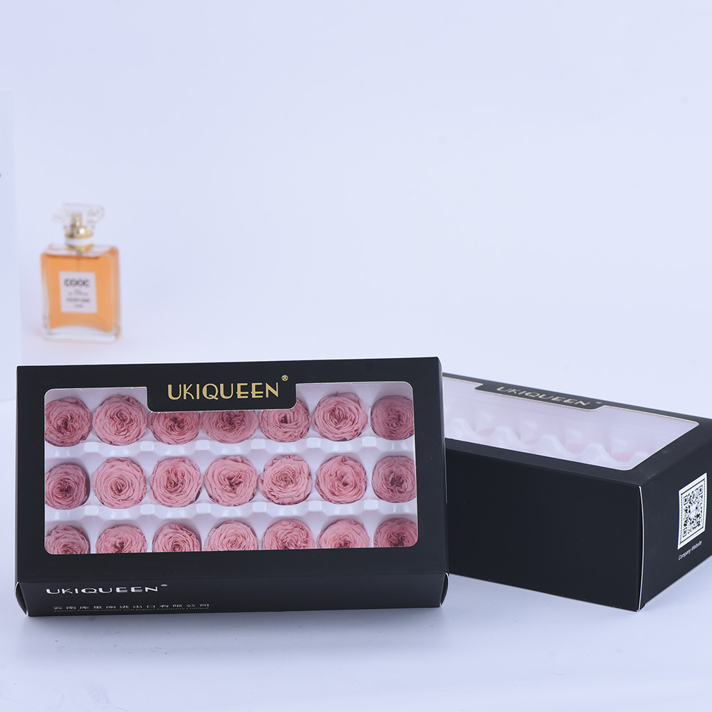 2-3cm 21 piezas hechas a mano DIY flor eterna Austin cabeza de la flor accesorios al por mayor chocolate