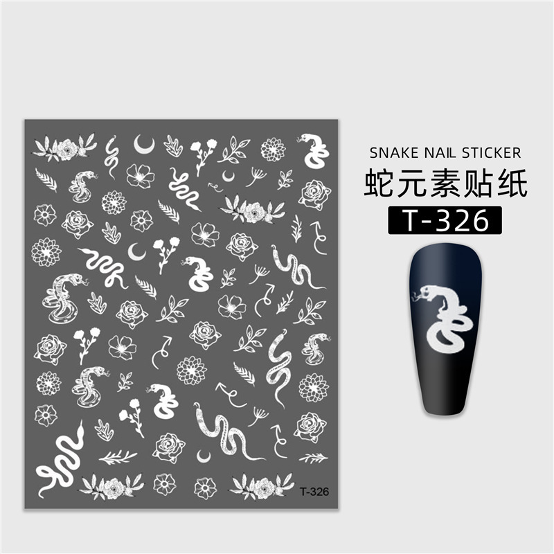 Transfronteriza popular serpiente elemento uñas pegatinas japonés oscuro Python uñas pegatinas Correa impermeable adhesivo pegatinas joyería