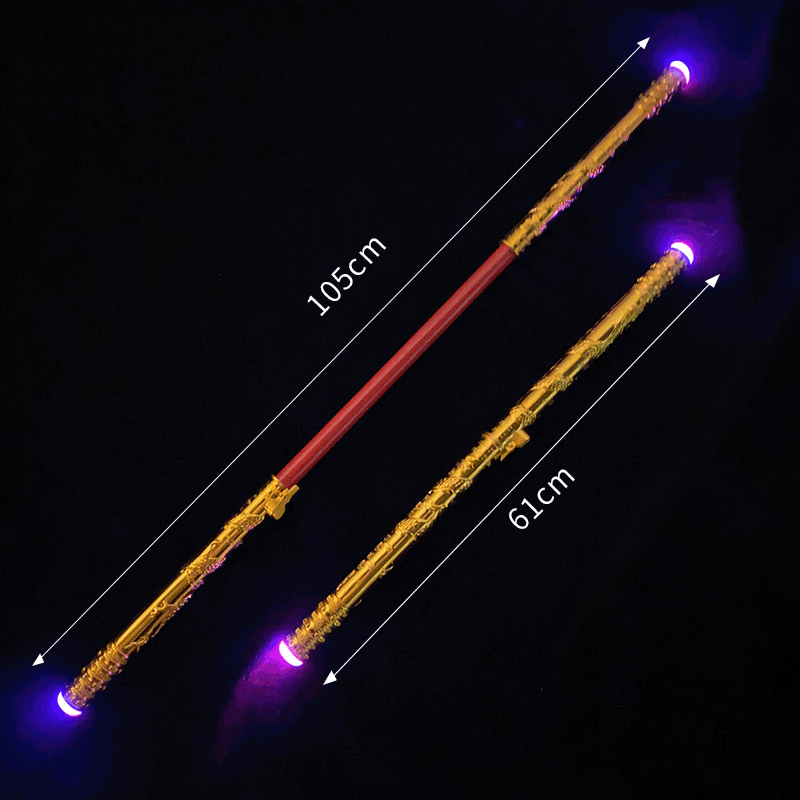 景区摆摊发光金箍棒玩具自动伸缩弹射孙悟空发光金箍棒夜市地摊