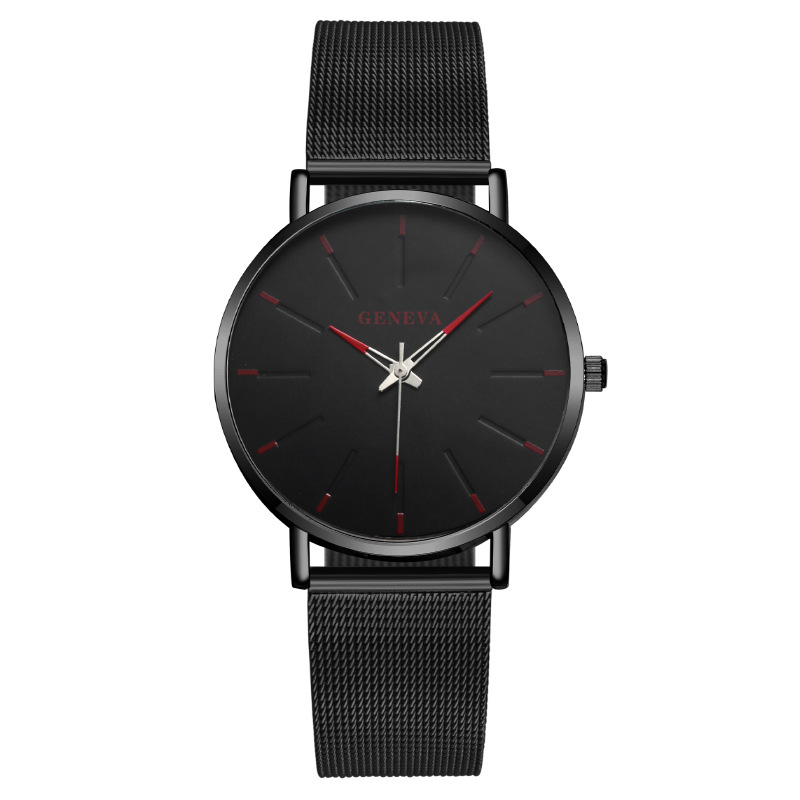 Comercio exterior caliente AliExpress moda azul aguja Ginebra reloj de los hombres correa de malla reloj de cuarzo entrega de una sola pieza