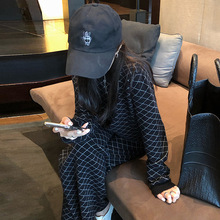 欧洲站2024秋冬新款休闲港风针织套装女复古chic时尚阔腿裤两件套