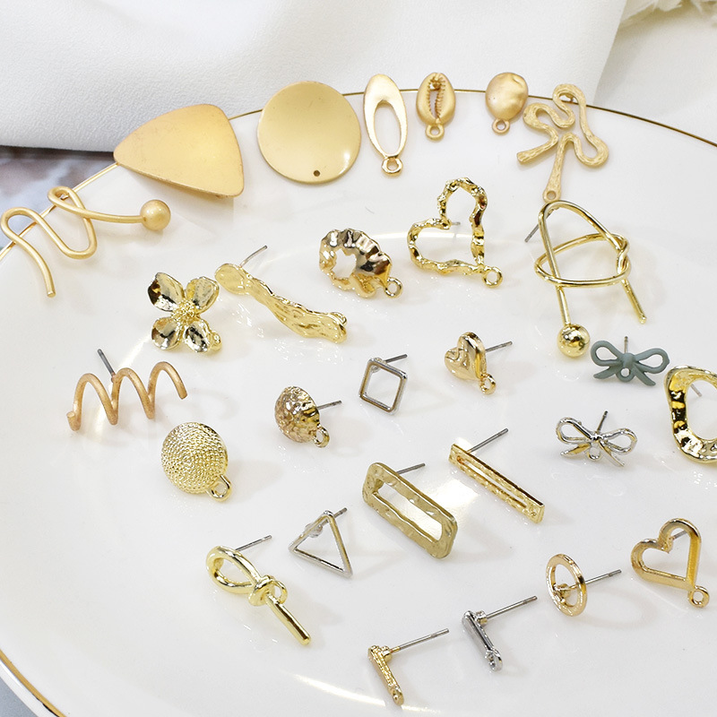 Korean Style Distinctive Knot Knot Alloy Earrings Accessories Hand-made Self-made Baroque diy Earrings Earrings Material