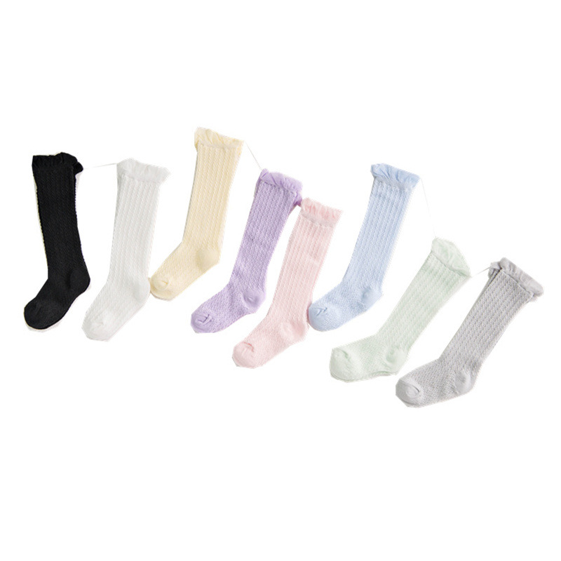 Calcetines de bebé de malla transpirable de verano sobre la rodilla calcetines anti-mosquito de aire acondicionado 0-1-2-3 años de edad medias de bebé de tubo alto