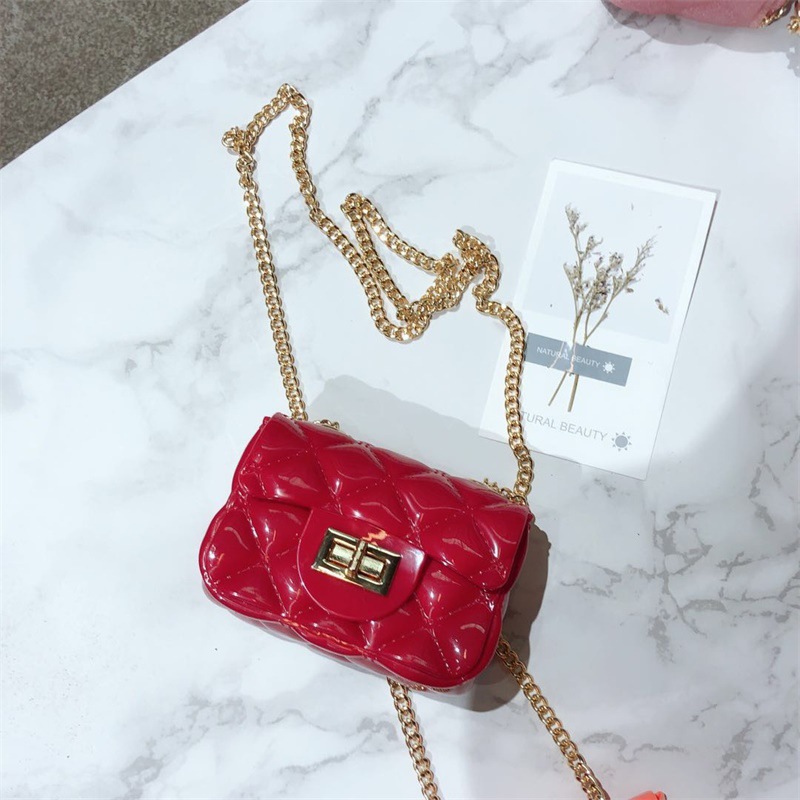 2025 Summer New Mini Mini Jelly Bag Crossbody Shoulder Bag Korean Style Diamond Chain Bag Pvc Coin Women's Bag