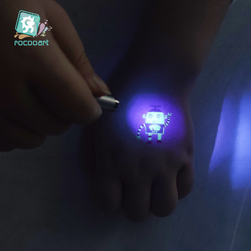New Cross-border Purple Flashlight Luminous Tattoo Sticker Mini Fluorescent Ultraviolet UV Light Multi-function