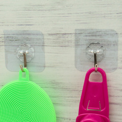 Creative transparent seamless strong hook kitchen bathroom transparent wall hanging sticky hook coat and hat no punching sticky hook hook