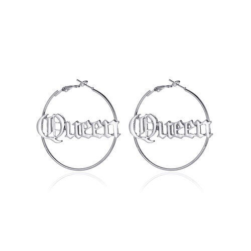 European and American personality exaggerated round letter earrings cold style queen earrings cross-border accessories wholesale
