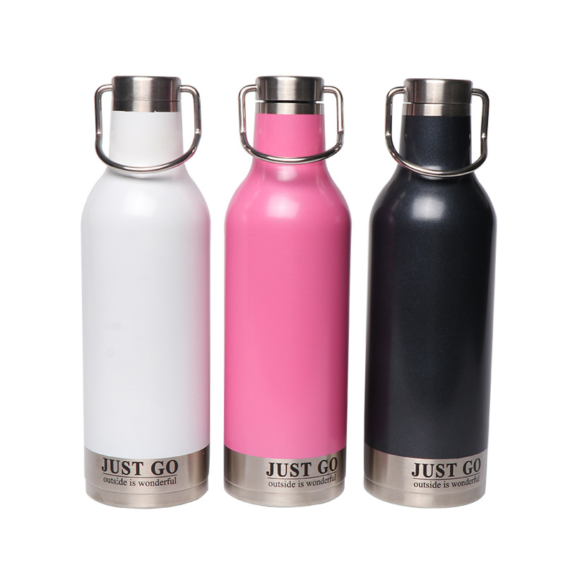 Deportes al aire libre taza de vacío de acero inoxidable con mango 304 de acero inoxidable boca ancha olla al por mayor taza de vacío de camping personalizada