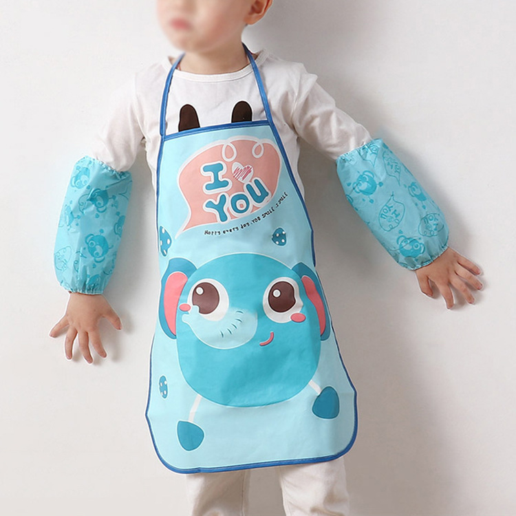 Cartoon Children's Apron Set, Children's Housework Bib, Baby Eating Apron, Painting Smock, Play Waterproof Sleeveless