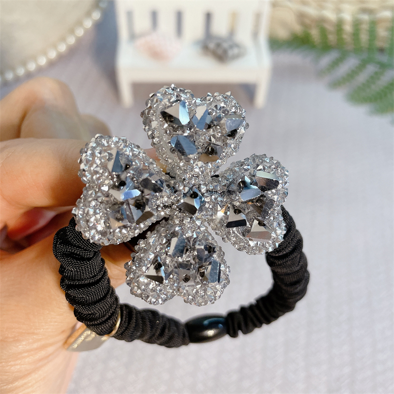 Korean vintage hair ties, elegant lady-style internet-famous ponytail holders, sparkling rhinestone hair accessories, and high-quality hair bands