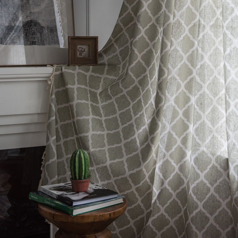 Minimalist Foreign Trade Polyester-cotton Geometric Diamond Pattern Yellow-green Tassel Fabric Home And Homestay Use,_voghion.com