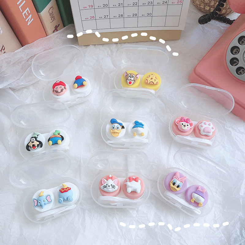 Beautiful pupil box cartoon cute character three-dimensional decorative contact lens companion box optional double box care box