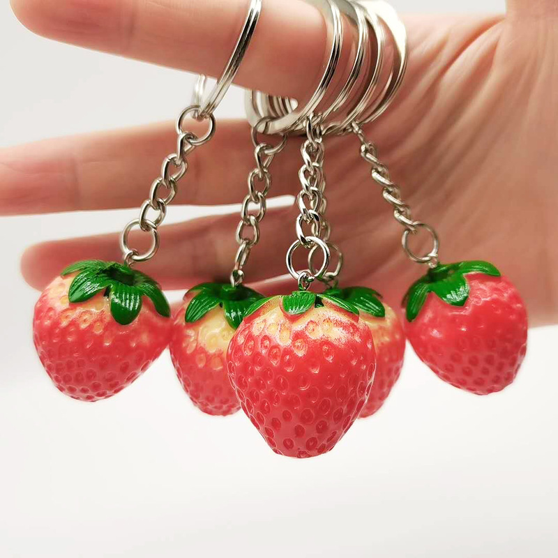 Large 3cm Strawberry Keychain Bag Pendant Simulation Fruit Resin Strawberry Pendant Promotional Gifts Wholesale Large 3cm Strawberry Keychain Bag Pendant Simulation Fruit Resin Strawberry Pendant Promotional Gifts Wholesale