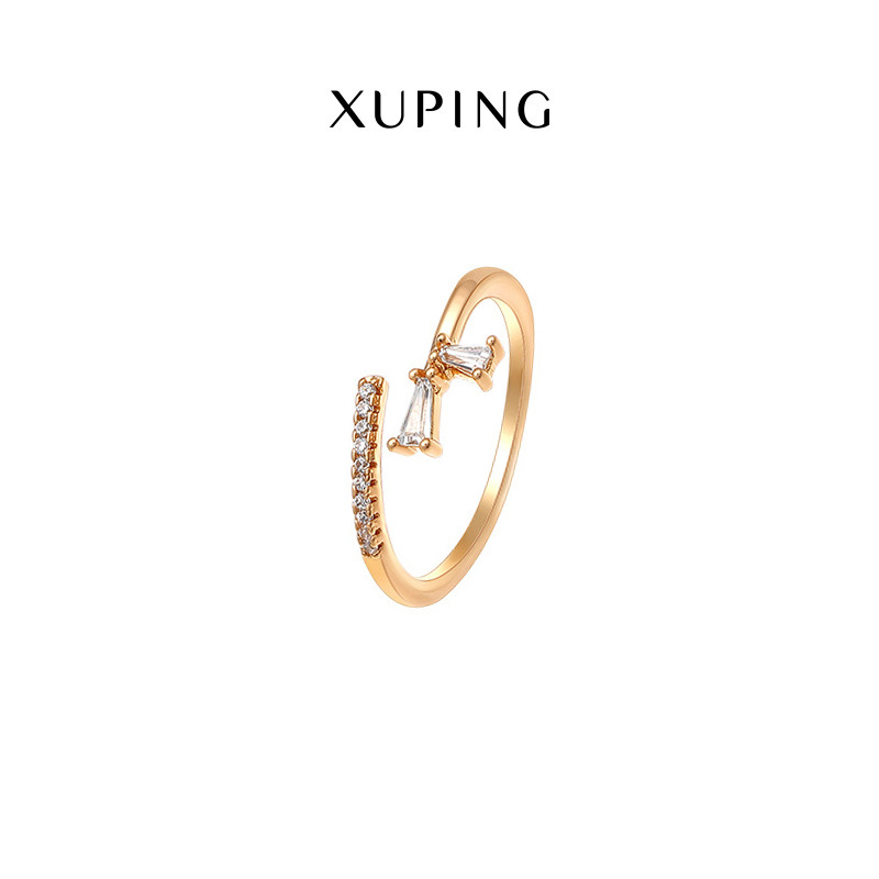 Joyería de Xuping anillo abierto simple japonés y coreano moda simple de las mujeres anillo chapado en oro de 18K anillo de temperamento de la celebridad de Internet