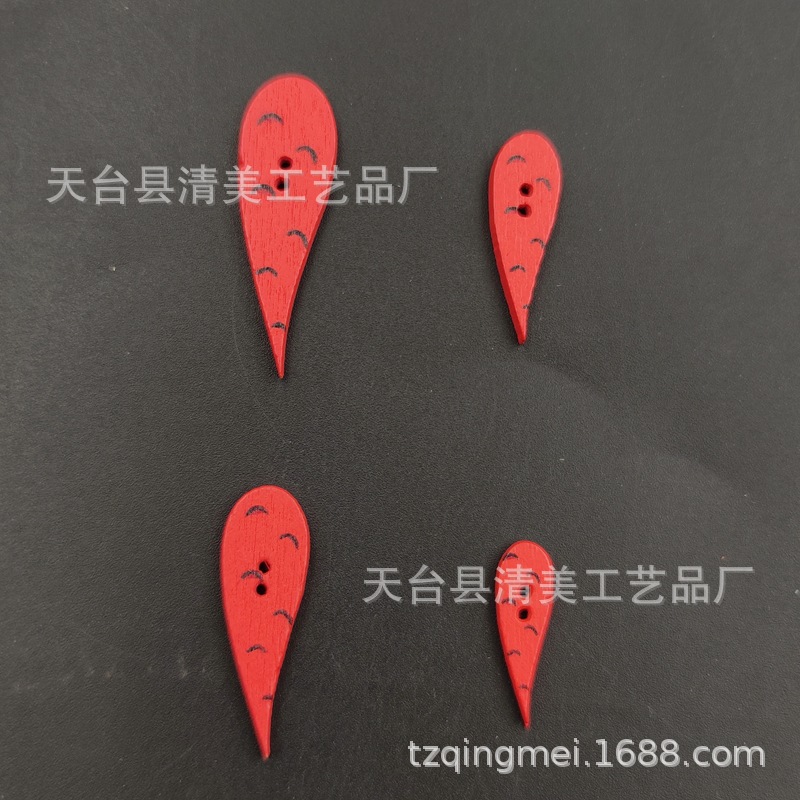 Rábano de madera rojo botones de madera rábano decorativo forma artesanías 100 piezas un paquete