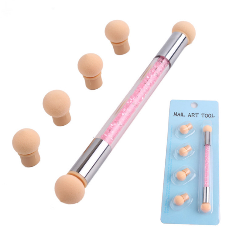 Herramientas de manicuría de doble cabeza esponja de manicuría de cuatro cabezas de esponja de reemplazo de herramientas de lápiz de manicuría de gradiente de tinte