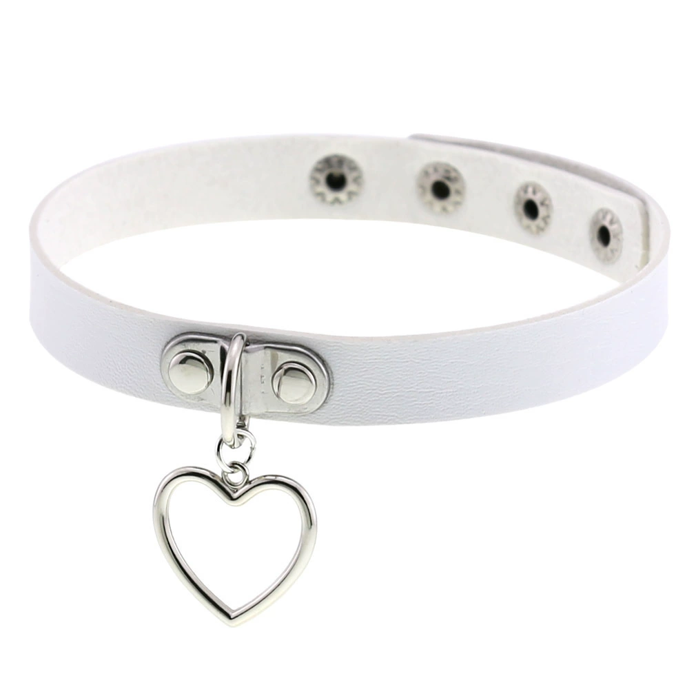 Ожерелье-ожерелье-choker из искусственной кожи PU с сердечком, регулируемая длина 32–39.5 см, 16 цветов