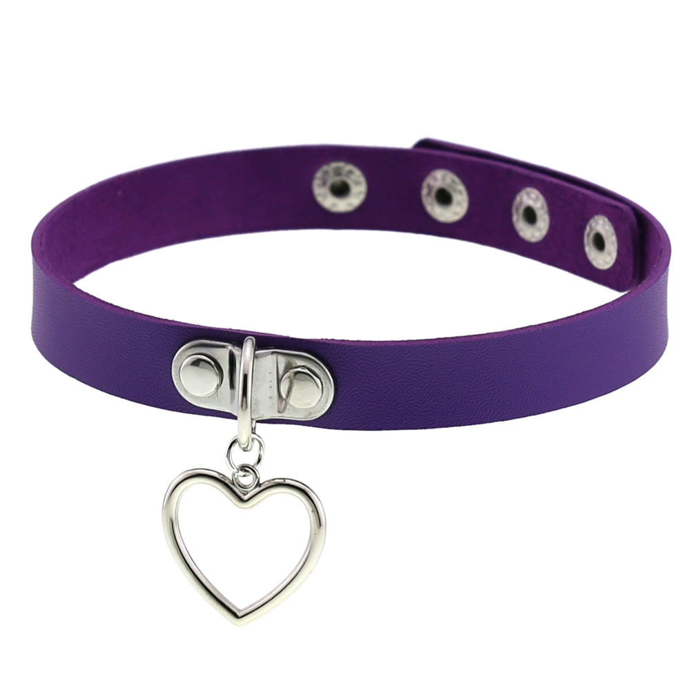Ожерелье-ожерелье-choker из искусственной кожи PU с сердечком, регулируемая длина 32–39.5 см, 16 цветов