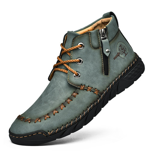 Autumn and winter new arrival zip-up Martin boots for men, large-size handmade ankle boots, outdoor casual non-slip work boots.