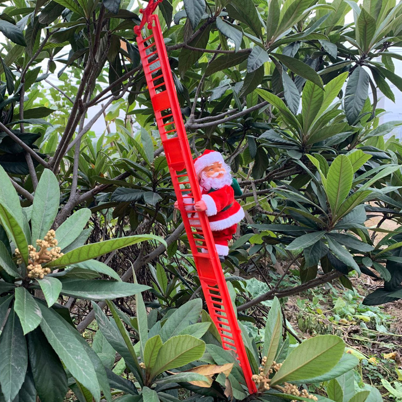 Chrëschtdag Nei elektresch Kleeschen Dekoratiounen Kreativ Plüsch Kleeschen Popp Spillsaachen, déi op Leederen eropklammen kënnen_voghion.com