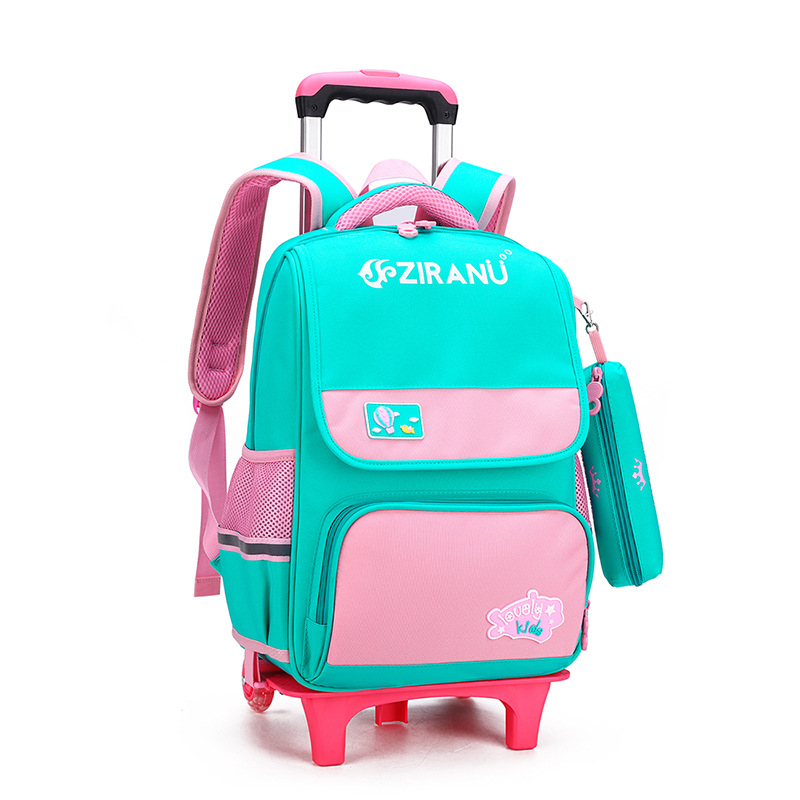 Pescado natural estudiante de la escuela primaria trolley mochila 3-6 grado niño ligero reducción de la carga de protección de la columna vertebral mochila