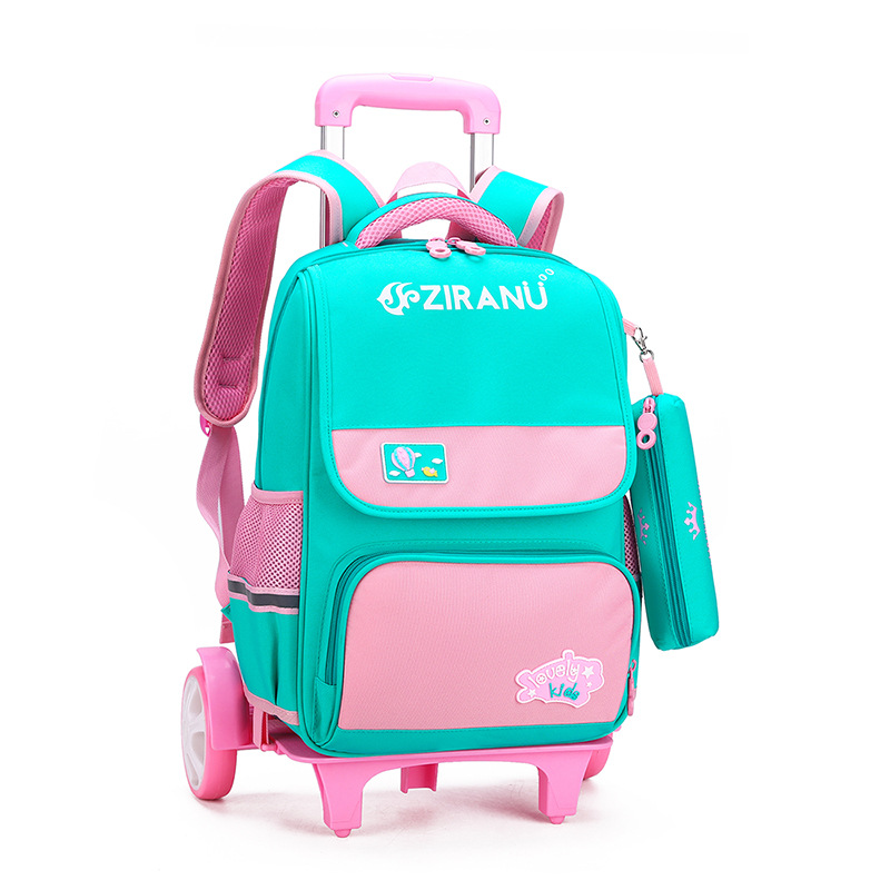 Pescado natural estudiante de la escuela primaria trolley mochila 3-6 grado niño ligero reducción de la carga de protección de la columna vertebral mochila