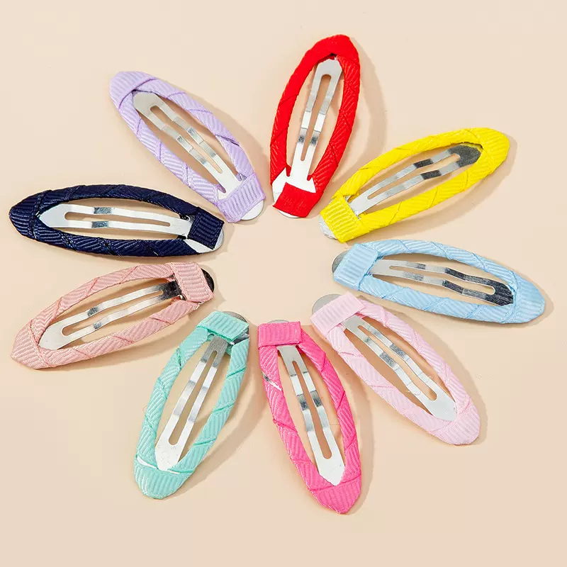 椭圆发夹儿童布艺边夹5cm包布diy手工头饰现货批发bb夹彩色发饰